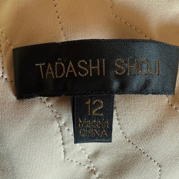 Tadashi Shoji Neoprene And Lace Cap Sleeve Gown Maxi Dress Size 12 - Picture 12 of 13